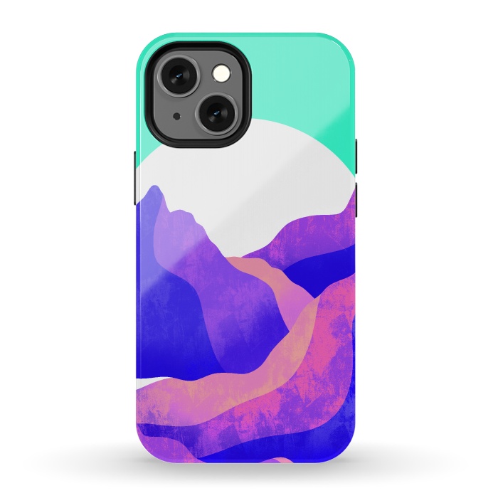 iPhone 13 mini StrongFit Purple textured mountains by Steve Wade (Swade)