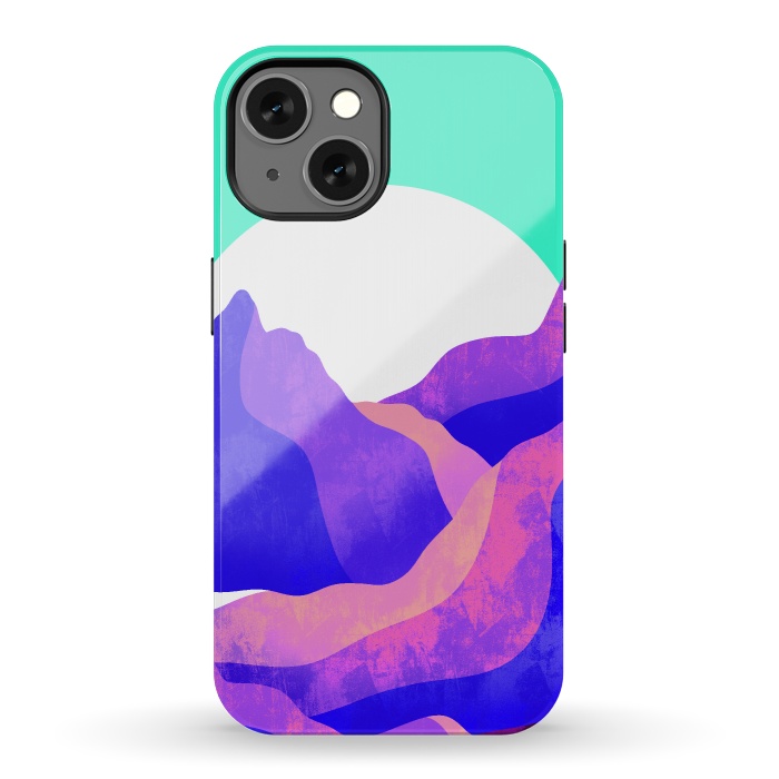 iPhone 13 StrongFit Purple textured mountains by Steve Wade (Swade)