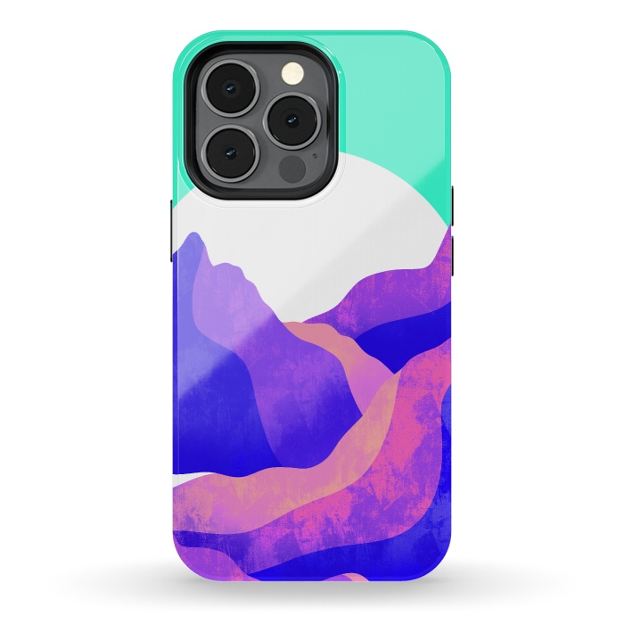 iPhone 13 pro StrongFit Purple textured mountains by Steve Wade (Swade)