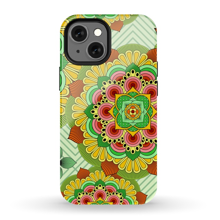iPhone 13 mini StrongFit Mandala African Zen Floral Ethnic Art Textile by ArtsCase