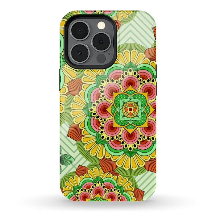 iPhone 13 pro StrongFit Mandala African Zen Floral Ethnic Art Textile by ArtsCase
