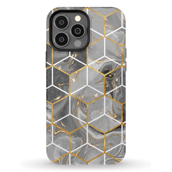 iPhone 13 Pro Max StrongFit Marble Hexagon by ArtsCase