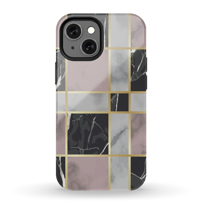 iPhone 13 mini StrongFit Marble Repeat Marbling Surface with Gold by ArtsCase