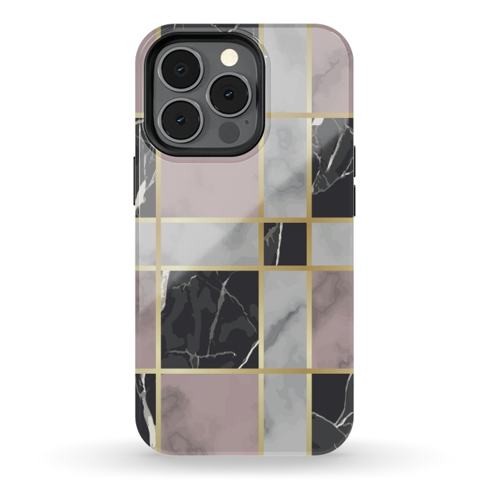 iPhone 13 pro StrongFit Marble Repeat Marbling Surface with Gold by ArtsCase