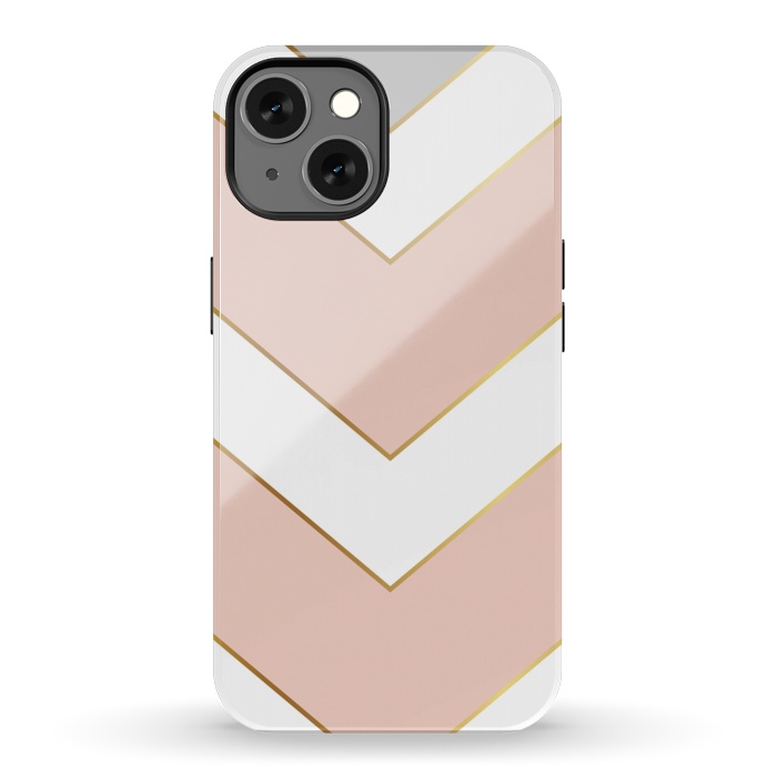 iPhone 13 StrongFit Marble with Geometric Design Golden I by ArtsCase