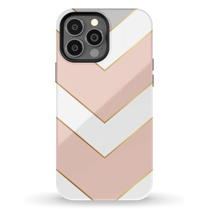 iPhone 13 Pro Max StrongFit Marble with Geometric Design Golden I by ArtsCase