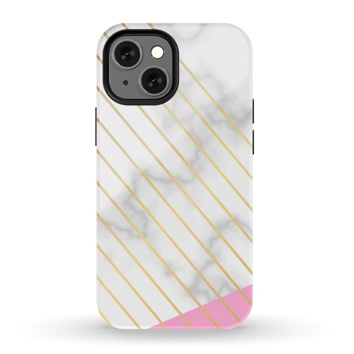 iPhone 13 mini StrongFit Modern Marble Design Pink and Gray by ArtsCase
