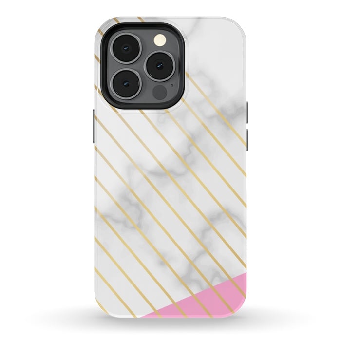iPhone 13 pro StrongFit Modern Marble Design Pink and Gray by ArtsCase