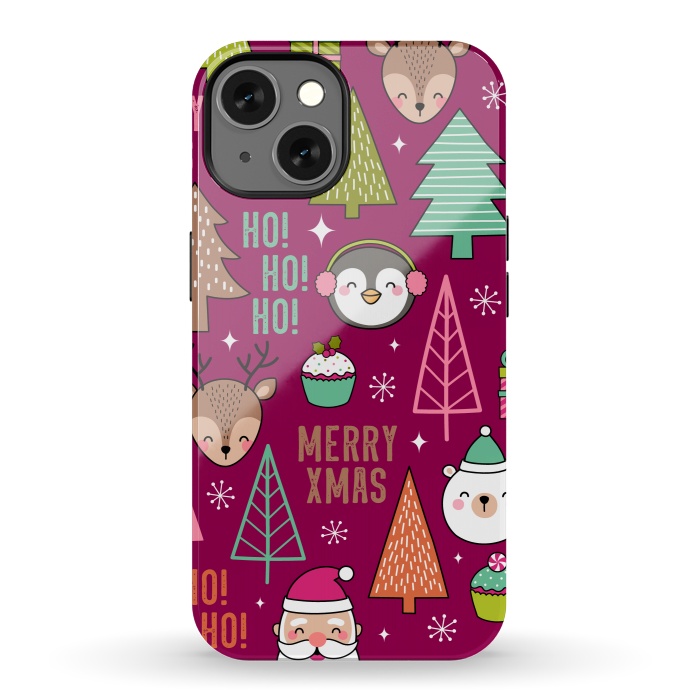 iPhone 13 StrongFit Pine Trees and Christmas Elements Seamless Pattern by ArtsCase