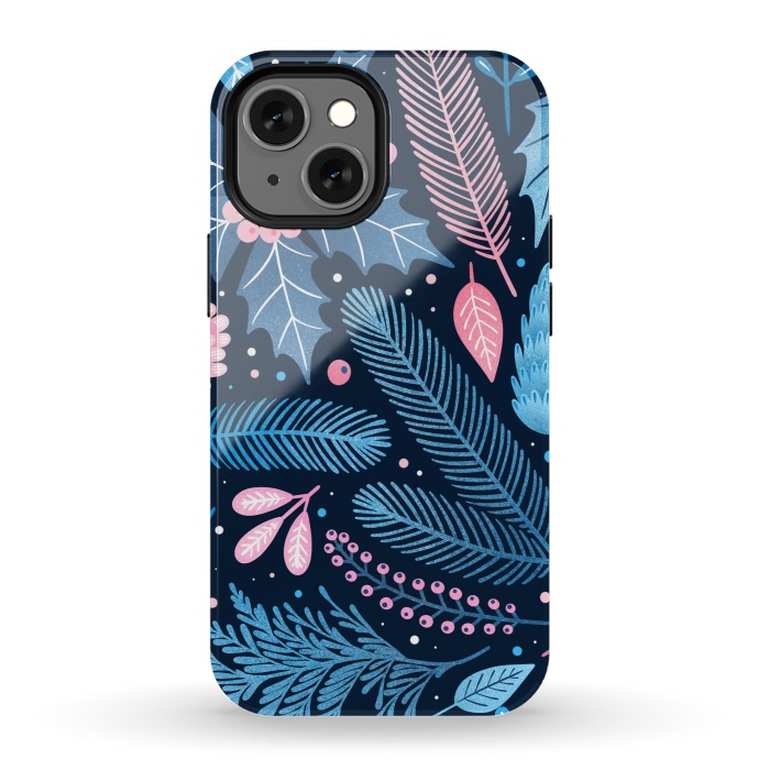 iPhone 13 mini StrongFit Seamless Christmas Pattern with Winter Plants. by ArtsCase