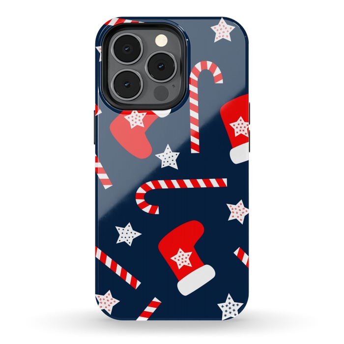 iPhone 13 pro StrongFit Seamless Christmas Pattern with Xmas Socks by ArtsCase