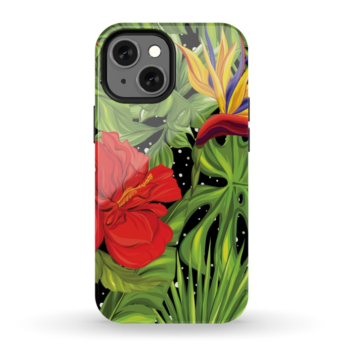 iPhone 13 mini StrongFit Seamless Pattern Background with Tropical Plants Monstera by ArtsCase