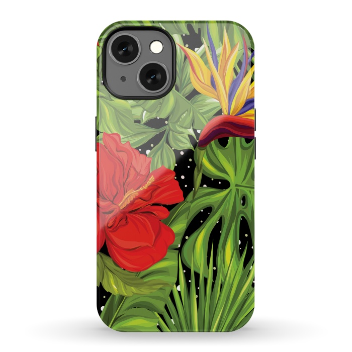 iPhone 13 StrongFit Seamless Pattern Background with Tropical Plants Monstera by ArtsCase