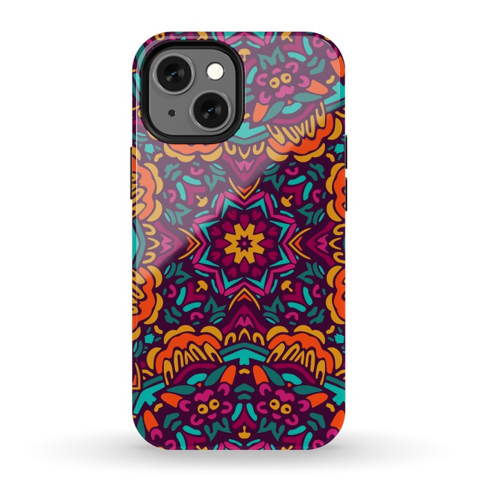 iPhone 13 mini StrongFit Tiled Floral Doodle Design by ArtsCase