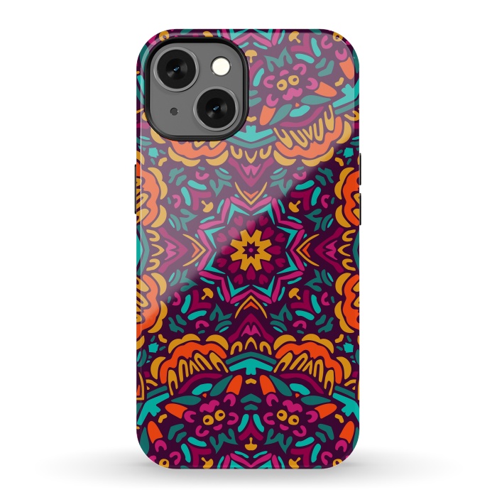 iPhone 13 StrongFit Tiled Floral Doodle Design by ArtsCase