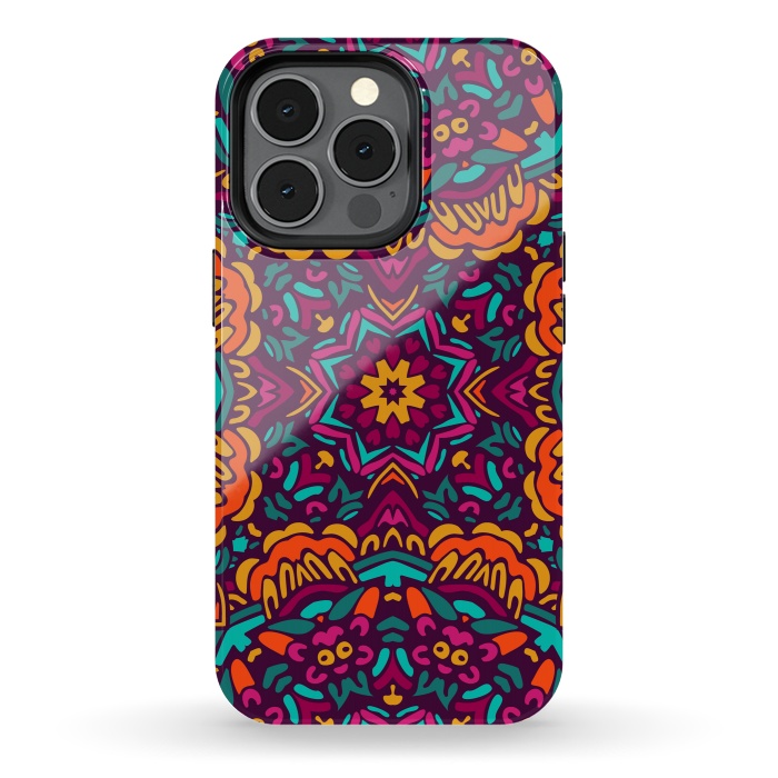 iPhone 13 pro StrongFit Tiled Floral Doodle Design by ArtsCase