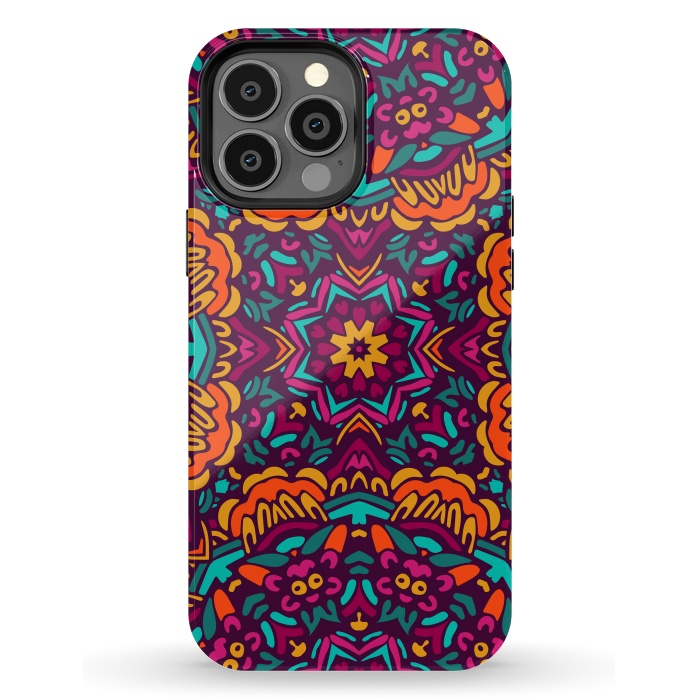 iPhone 13 Pro Max StrongFit Tiled Floral Doodle Design by ArtsCase