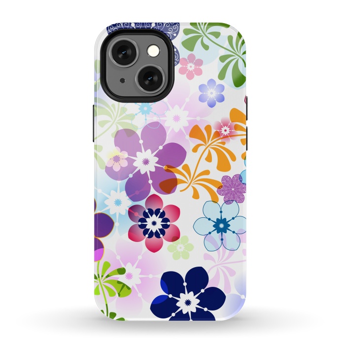 iPhone 13 mini StrongFit Spring Colorful Seamless Floral Pattern with Transparent Flowers I by ArtsCase