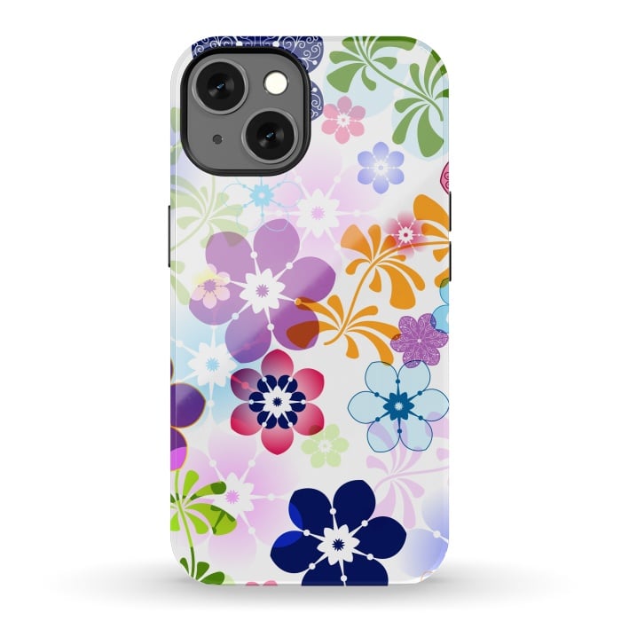 iPhone 13 StrongFit Spring Colorful Seamless Floral Pattern with Transparent Flowers I by ArtsCase