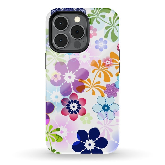 iPhone 13 pro StrongFit Spring Colorful Seamless Floral Pattern with Transparent Flowers I by ArtsCase