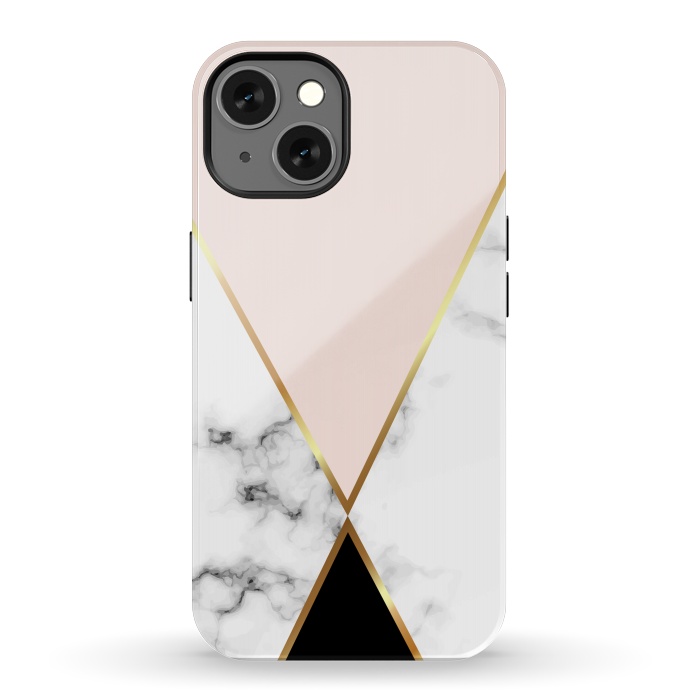 iPhone 13 StrongFit Vector Marble Geometric Background with Black and Gold Triangles by ArtsCase