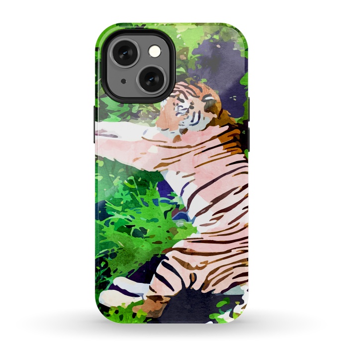 iPhone 13 mini StrongFit Blush Tiger by Uma Prabhakar Gokhale