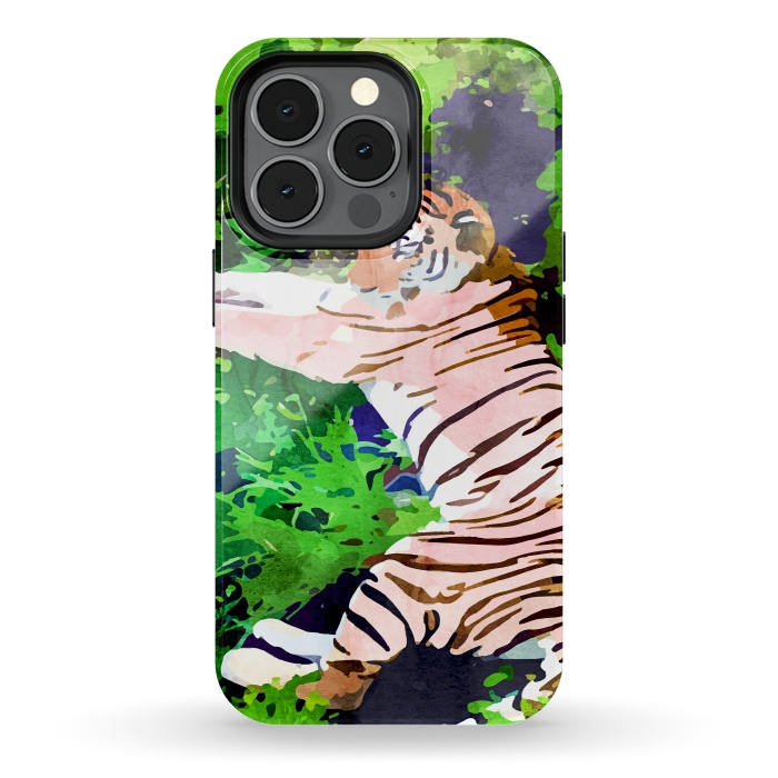 iPhone 13 pro StrongFit Blush Tiger by Uma Prabhakar Gokhale