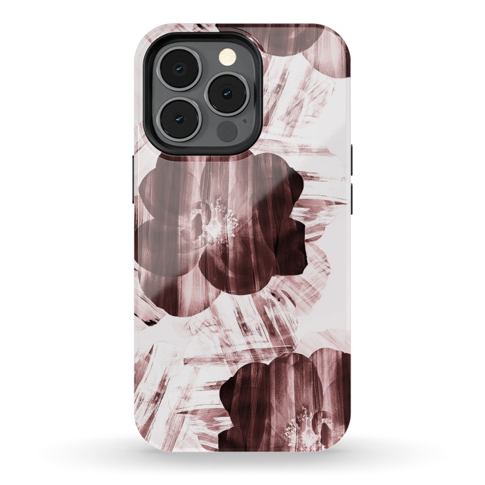 iPhone 13 pro StrongFit Brushed dark pink rose petals by Oana 