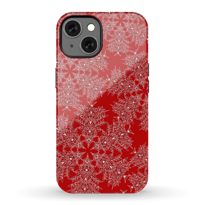 iPhone 13 StrongFit Holiday Mandalas (Red/White) by Lotti Brown