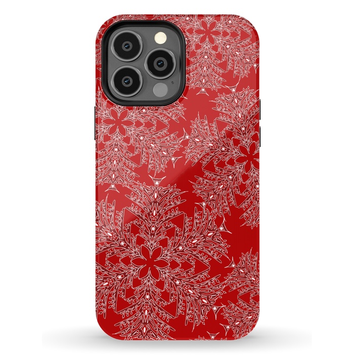 iPhone 13 Pro Max StrongFit Holiday Mandalas (Red/White) by Lotti Brown