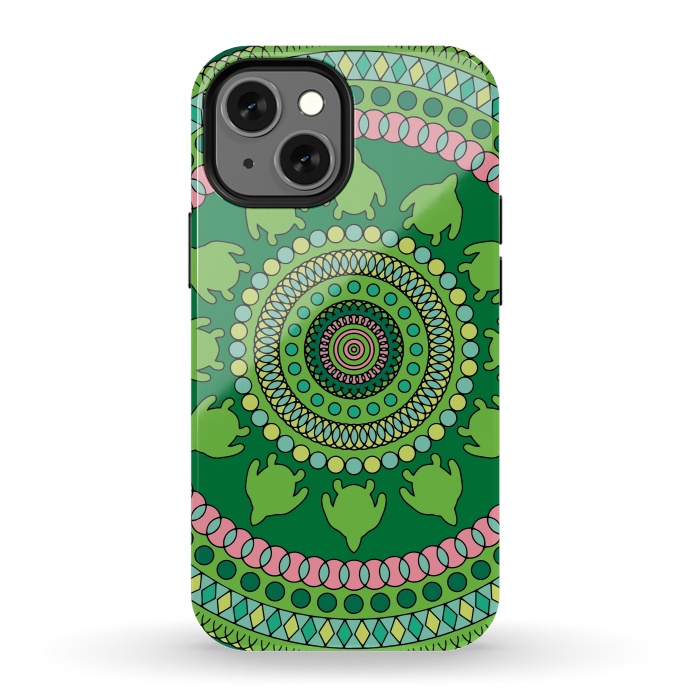 iPhone 13 mini StrongFit Green mandala  by Winston