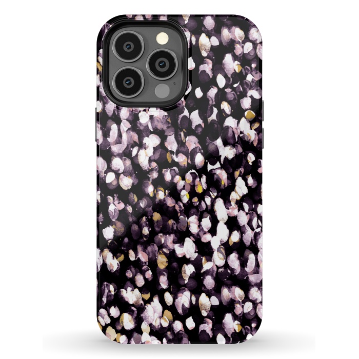 iPhone 13 Pro Max StrongFit Black pink watercolor spots by Oana 