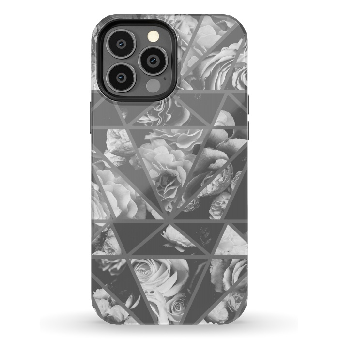 iPhone 13 Pro Max StrongFit Gray rose petals geo collage by Oana 