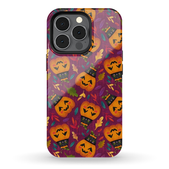 iPhone 13 pro StrongFit Pumpkin Kitty by Noonday Design