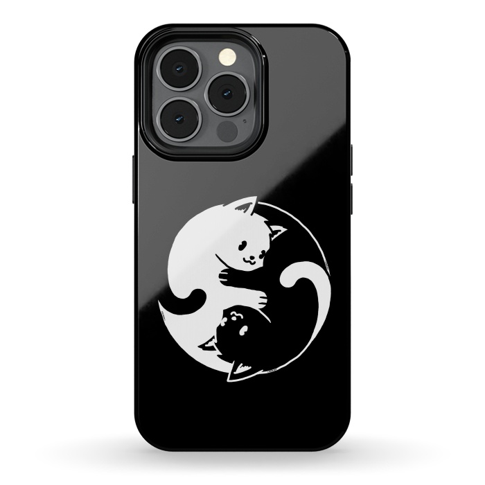 iPhone 13 pro StrongFit Yin Yang Cat Black & White by Vó Maria
