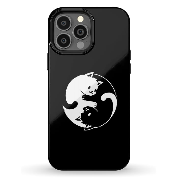 iPhone 13 Pro Max StrongFit Yin Yang Cat Black & White by Vó Maria