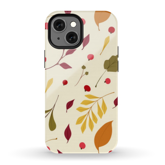 iPhone 13 mini StrongFit subtle autumn leaves pattern by MALLIKA