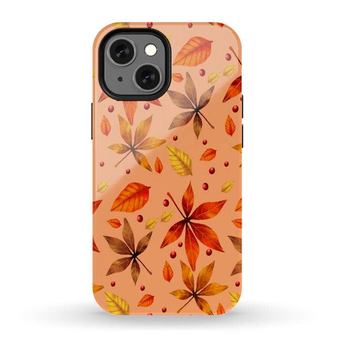 iPhone 13 mini StrongFit metallic autumn fall leaves by MALLIKA