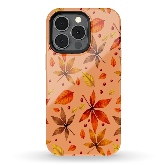 iPhone 13 pro StrongFit metallic autumn fall leaves by MALLIKA