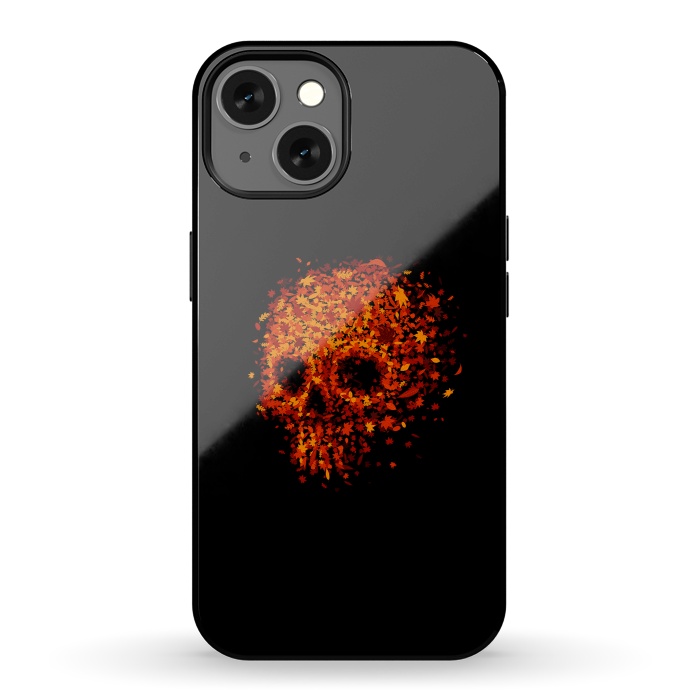 iPhone 13 StrongFit Autumn Skull - Fall Leaves by Vó Maria