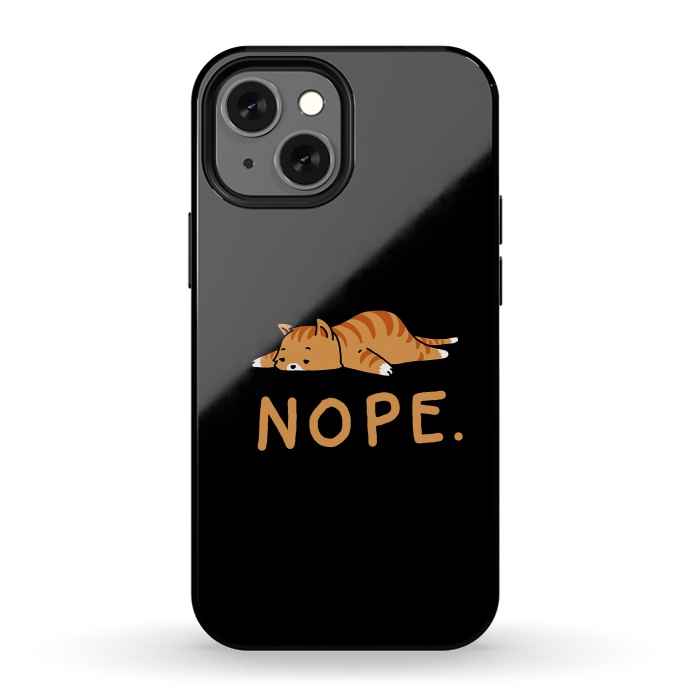 iPhone 13 mini StrongFit Nope Lazy Cat Caramel  by Vó Maria