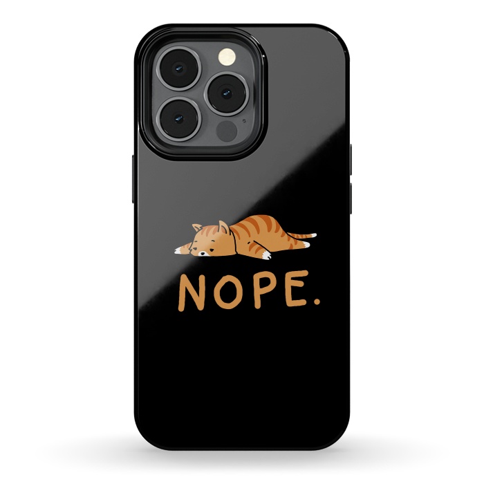iPhone 13 pro StrongFit Nope Lazy Cat Caramel  by Vó Maria