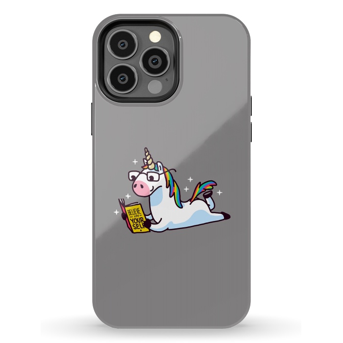 iPhone 13 Pro Max StrongFit Unicorn Reading Book Believe in Yourself Floor by Vó Maria