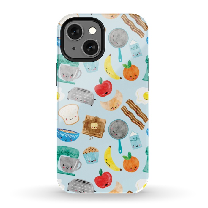 iPhone 13 mini StrongFit Happy and Cute Breakfast Foods by Noonday Design
