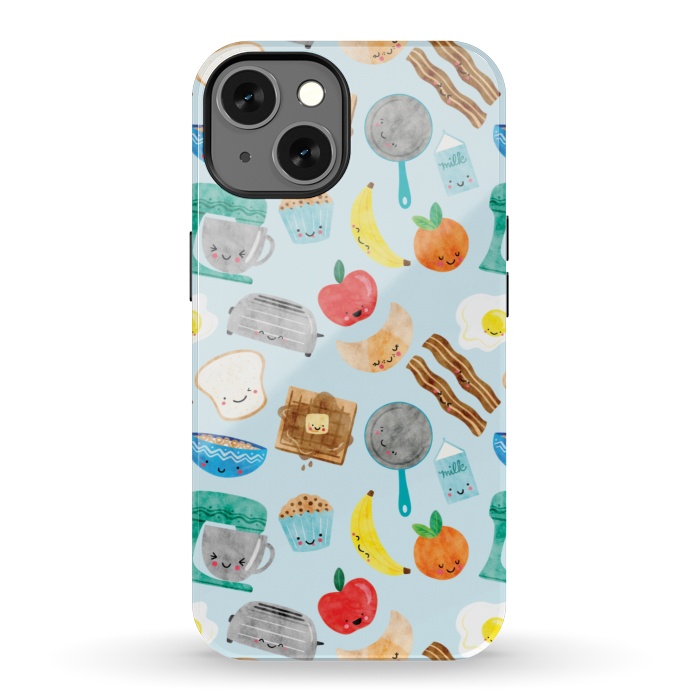 iPhone 13 StrongFit Happy and Cute Breakfast Foods by Noonday Design