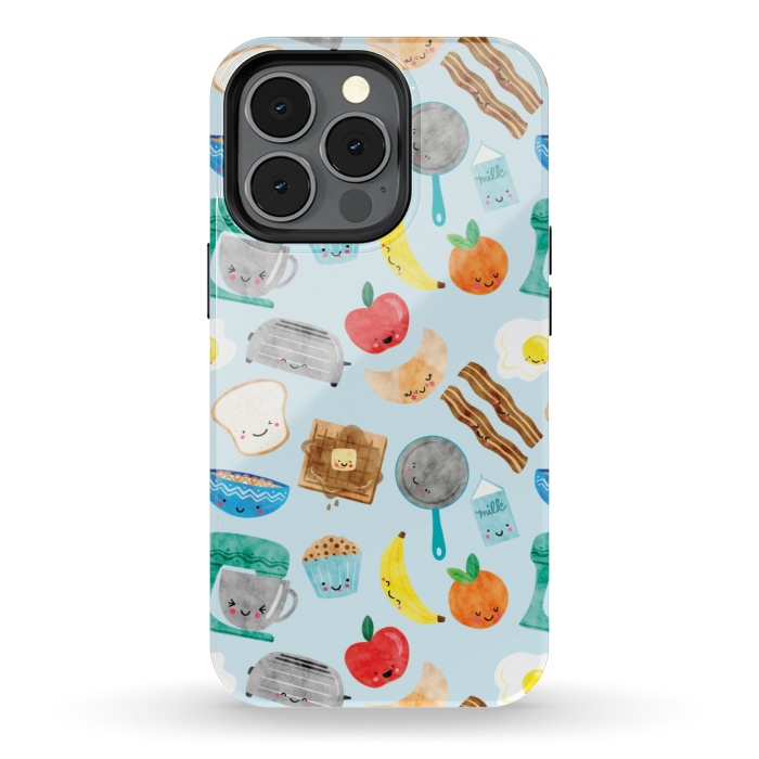 iPhone 13 pro StrongFit Happy and Cute Breakfast Foods by Noonday Design