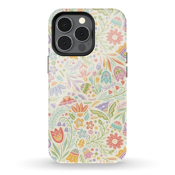 iPhone 13 pro StrongFit Pretty Pastel Floral by Noonday Design