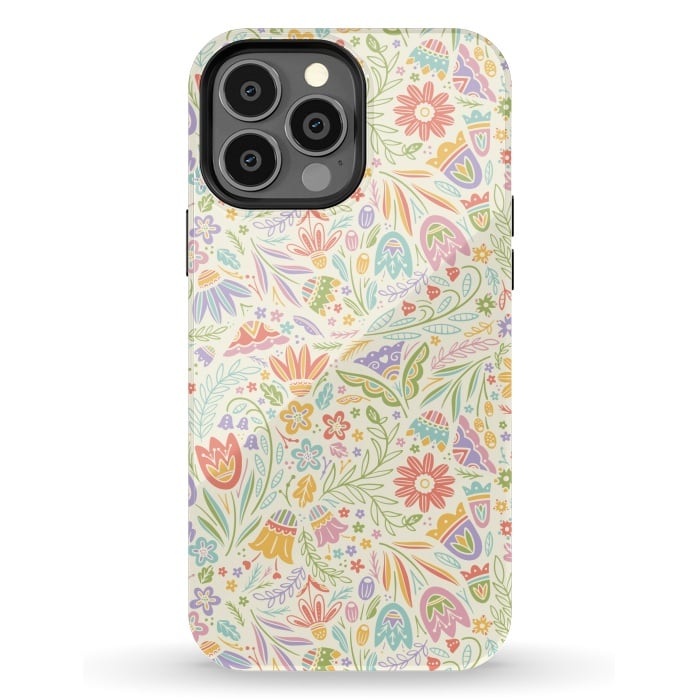 iPhone 13 Pro Max StrongFit Pretty Pastel Floral by Noonday Design