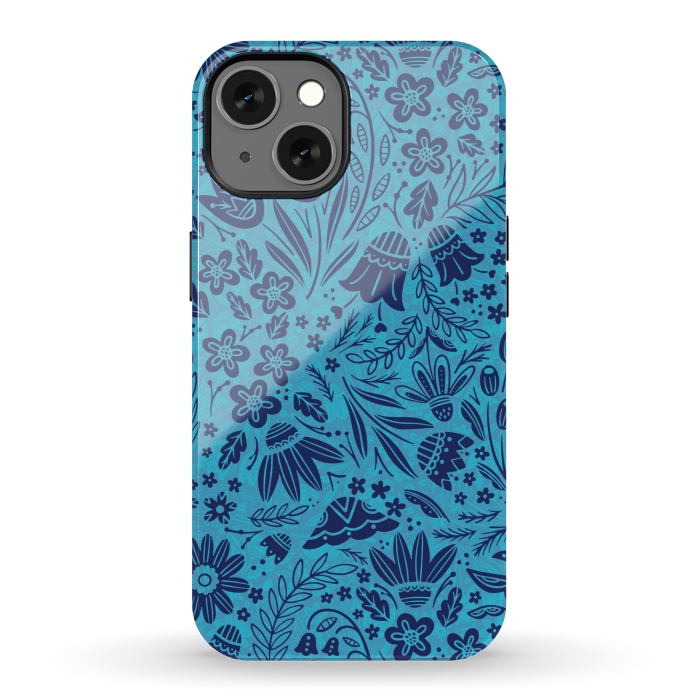 iPhone 13 StrongFit Dainty Blue Floral by Noonday Design