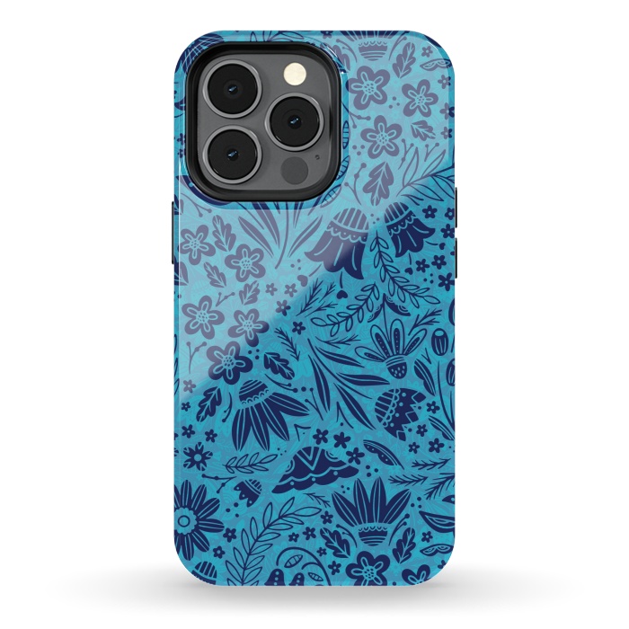 iPhone 13 pro StrongFit Dainty Blue Floral by Noonday Design